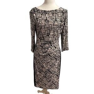 Lauren Ralph Lauren 10 office career pale pink black sheath jersey lined dress